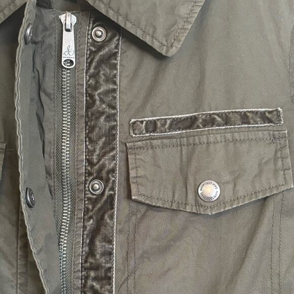 Sam Edelman Green Brown Military Jacket Cotton Wool Velour Sz S - Picture 3 of 10